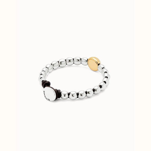 Bracelet With Sterling Silver Plated Beads And Central Larger 18K Gold Plated Bead - PUL2523OROMTL-UNO de 50-Renee Taylor Gallery