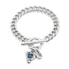 Sterling Silver Plated Chain Bracelet with Heart and Blue Crystal - PUL2526AZOMTL-UNO de 50-Renee Taylor Gallery