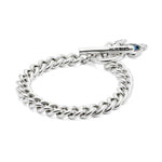 Sterling Silver Plated Chain Bracelet with Heart and Blue Crystal - PUL2526AZOMTL-UNO de 50-Renee Taylor Gallery