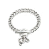 Sterling Silver-Placed Chain Sterling Silver Plated Bracelet with Heart and Clear Crystal - PUL2526CRSMTL-UNO de 50-Renee Taylor Gallery