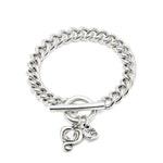 Sterling Silver-Placed Chain Sterling Silver Plated Bracelet with Heart and Clear Crystal - PUL2526CRSMTL-UNO de 50-Renee Taylor Gallery