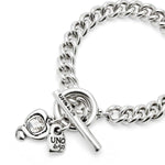 Sterling Silver-Placed Chain Sterling Silver Plated Bracelet with Heart and Clear Crystal - PUL2526CRSMTL-UNO de 50-Renee Taylor Gallery