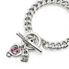 Sterling Silver Plated Chain Bracelet with Heart and Pink Crystal - PUL2526RSAMTL-UNO de 50-Renee Taylor Gallery