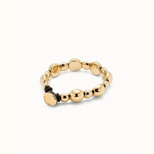 Leather Bracelet with Round 18K Gold Plated Beads - PUL2532ORO-UNO de 50-Renee Taylor Gallery