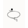 Sterling silver-plated chain bracelet with heart charm and black Murano glass - PUL2538NGRMTL-UNO de 50-Renee Taylor Gallery