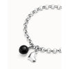 Sterling silver-plated chain bracelet with heart charm and black Murano glass - PUL2538NGRMTL-UNO de 50-Renee Taylor Gallery