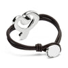 Leather Bracelet with Sterling Silver Plated Heart with Blue Crystal - PUL2542AZOMTL-UNO de 50-Renee Taylor Gallery