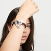Leather Bracelet with Sterling Silver Plated Heart with Blue Crystal - PUL2542AZOMTL-UNO de 50-Renee Taylor Gallery