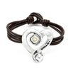 Leather Bracelet with Sterling Silver Plated Heart and Clear Crystal - PUL2542CRSMTL-UNO de 50-Renee Taylor Gallery