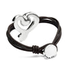 Leather Bracelet with Sterling Silver Plated Heart and Clear Crystal - PUL2542CRSMTL-UNO de 50-Renee Taylor Gallery