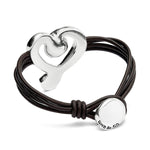 Leather Bracelet with Sterling Silver Plated Heart and Clear Crystal - PUL2542CRSMTL-UNO de 50-Renee Taylor Gallery