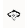 Leather Bracelet with Sterling Silver Plated Heart and Black Crystal - PUL2542NGRMTL-UNO de 50-Renee Taylor Gallery