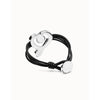 Leather Bracelet with Sterling Silver Plated Heart and Black Crystal - PUL2542NGRMTL-UNO de 50-Renee Taylor Gallery