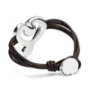 Leather Bracelet with Sterling Silver Plated Heart and Pink Crystal - PUL2542RSAMTL-UNO de 50-Renee Taylor Gallery