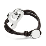 Leather Bracelet with Sterling Silver Plated Heart and Pink Crystal - PUL2542RSAMTL-UNO de 50-Renee Taylor Gallery