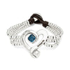 Bead Bracelet with Sterling Silver Plated Heart and Blue Crystal - PUL2543AZOMTL-UNO de 50-Renee Taylor Gallery