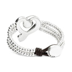 Bead Bracelet with Sterling Silver Plated Heart and Blue Crystal - PUL2543AZOMTL-UNO de 50-Renee Taylor Gallery