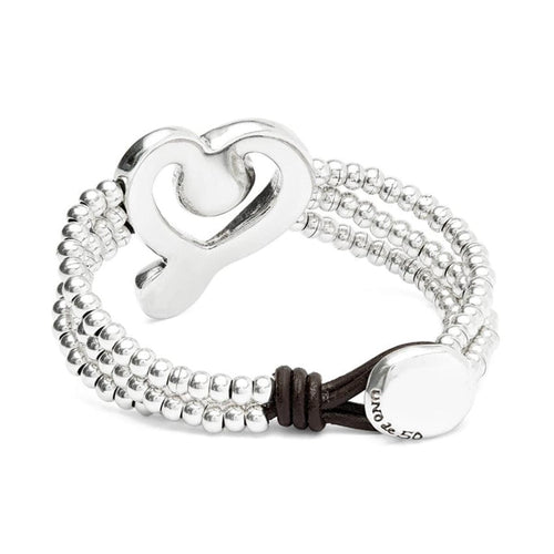 Bead Bracelet with Sterling Silver Plated Heart and Blue Crystal - PUL2543AZOMTL-UNO de 50-Renee Taylor Gallery