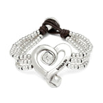 Bead Bracelet with Sterling Silver Plated Heart and Clear Crystal - PUL2543CRSMTL-UNO de 50-Renee Taylor Gallery