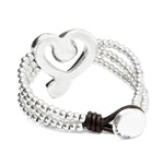 Bead Bracelet with Sterling Silver Plated Heart and Clear Crystal - PUL2543CRSMTL-UNO de 50-Renee Taylor Gallery