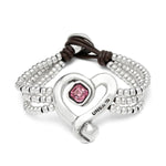 Bead Bracelet with Sterling Silver Plated Heart and Pink Crystal - PUL2543RSAMTL-UNO de 50-Renee Taylor Gallery