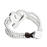 Bead Bracelet with Sterling Silver Plated Heart and Pink Crystal - PUL2543RSAMTL-UNO de 50-Renee Taylor Gallery