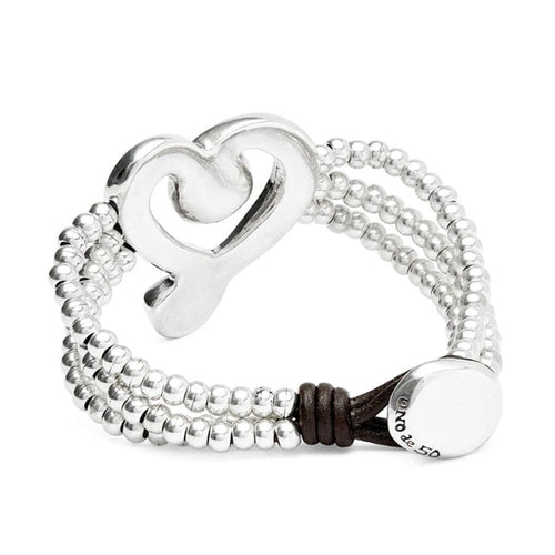 Bead Bracelet with Sterling Silver Plated Heart and Pink Crystal - PUL2543RSAMTL-UNO de 50-Renee Taylor Gallery