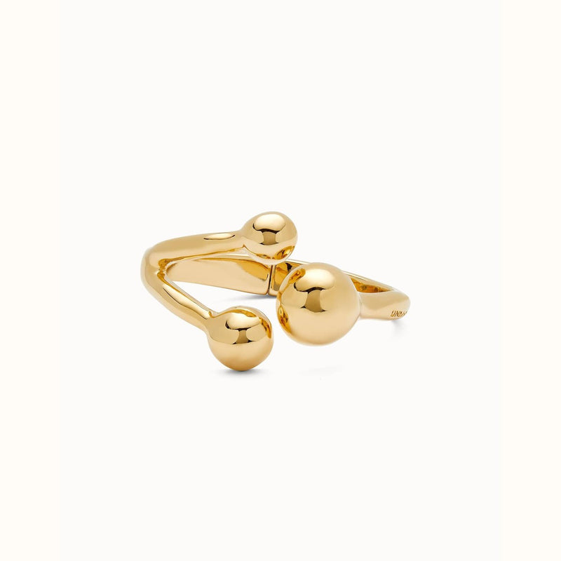 Rigid 18K Gold Plated Three Beads Bracelet - PUL2546ORO-UNO de 50-Renee Taylor Gallery
