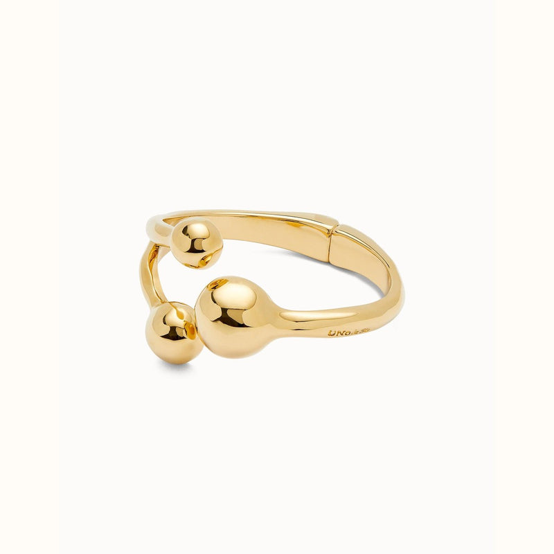 Rigid 18K Gold Plated Three Beads Bracelet - PUL2546ORO-UNO de 50-Renee Taylor Gallery