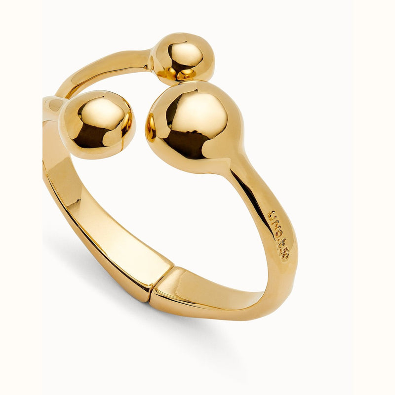 Rigid 18K Gold Plated Three Beads Bracelet - PUL2546ORO-UNO de 50-Renee Taylor Gallery
