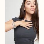 Three Strand Bead Sterling Silver Plated Bracelet - PUL2550MTL-UNO de 50-Renee Taylor Gallery