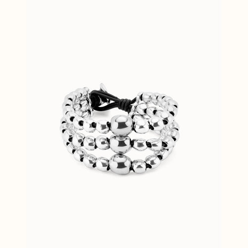 Three Strand Bead Sterling Silver Plated Bracelet - PUL2550MTL-UNO de 50-Renee Taylor Gallery