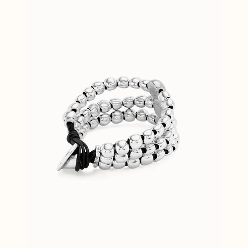 Three Strand Bead Sterling Silver Plated Bracelet - PUL2550MTL-UNO de 50-Renee Taylor Gallery