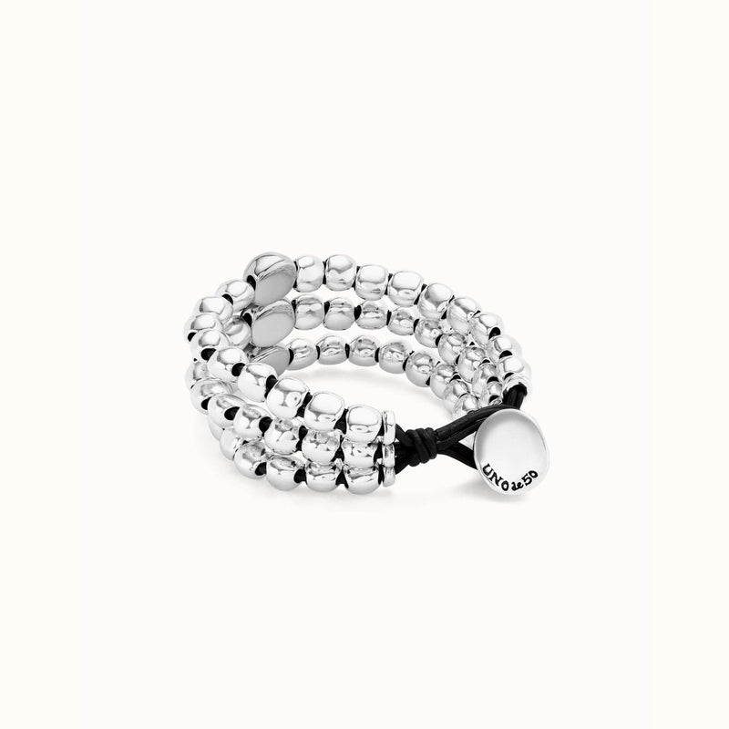Three Strand Bead Sterling Silver Plated Bracelet - PUL2550MTL-UNO de 50-Renee Taylor Gallery