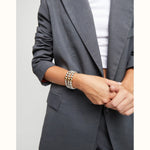 Three Strand Bead Sterling Silver Plated Bracelet And 18K Gold Plated Bead - PUL2550OROMTL-UNO de 50-Renee Taylor Gallery