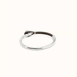 Semi-Rigid Sterling Silver Plated Bracelet With Brown Leather - PUL2551MARMTL-UNO de 50-Renee Taylor Gallery