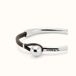Semi-Rigid Sterling Silver Plated Bracelet With Brown Leather - PUL2551MARMTL-UNO de 50-Renee Taylor Gallery