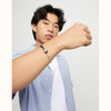 Semi-Rigid Sterling Silver Plated Bracelet With Brown Leather - PUL2551MARMTL-UNO de 50-Renee Taylor Gallery