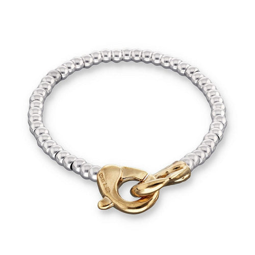 Ser Inseparable Small beaded bracelet of plated 925 with 18k Plated gold interlocked carabiner detail - PUL2581OROMTL-UNO de 50-Renee Taylor Gallery