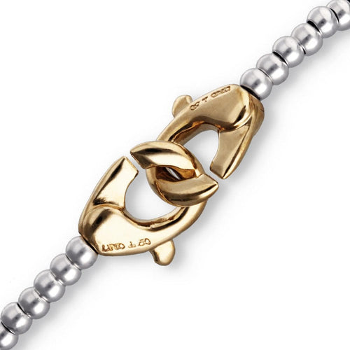 Ser Inseparable Small beaded bracelet of plated 925 with 18k Plated gold interlocked carabiner detail - PUL2581OROMTL-UNO de 50-Renee Taylor Gallery