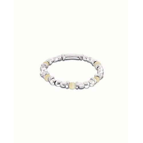 Ser Imparable Beaded Bracelet with Silver and Ivory Beads - PUL2585MFLMTL0-UNO de 50-Renee Taylor Gallery