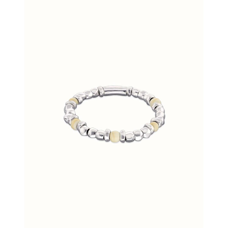 Ser Imparable Beaded Bracelet with Silver and Ivory Beads - PUL2585MFLMTL0-UNO de 50-Renee Taylor Gallery