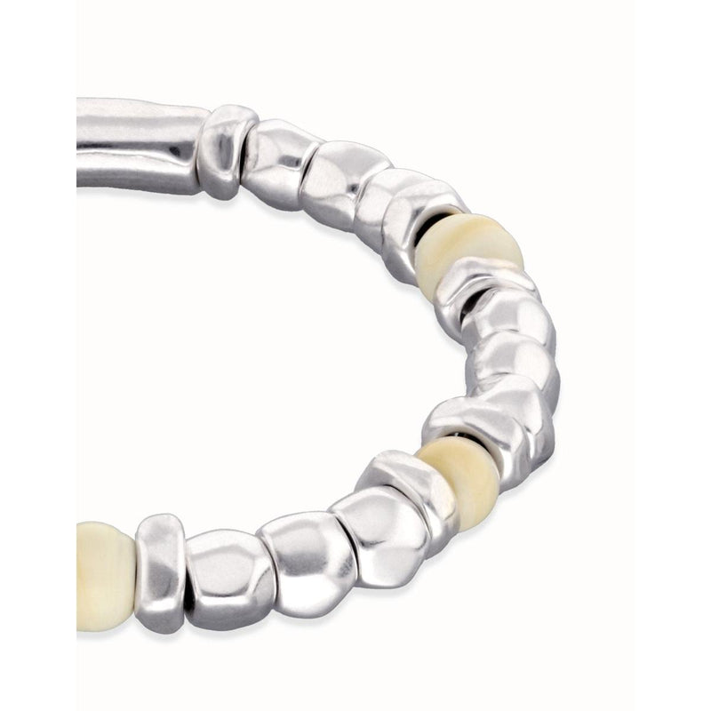 Ser Imparable Beaded Bracelet with Silver and Ivory Beads - PUL2585MFLMTL0-UNO de 50-Renee Taylor Gallery
