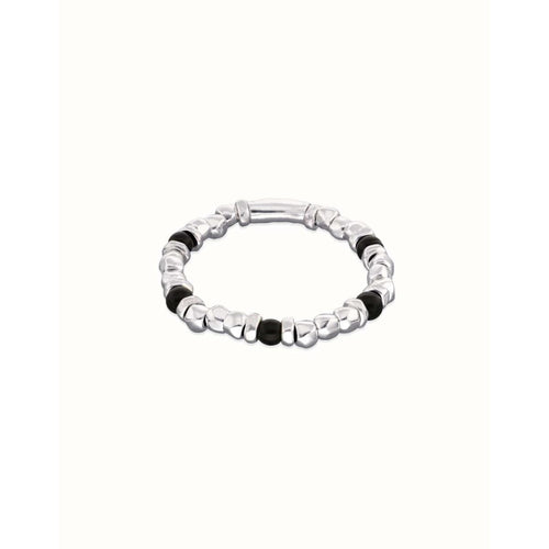 Ser Imparable Beaded Bracelet with Silver and Black Murano Glass Beads - PUL2585NGRMTL0-UNO de 50-Renee Taylor Gallery