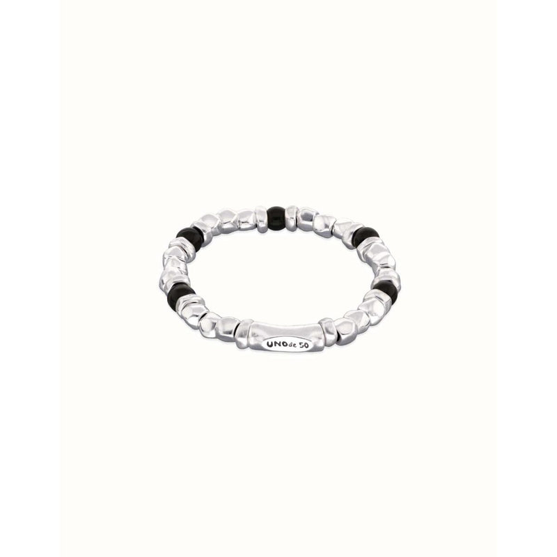 Ser Imparable Beaded Bracelet with Silver and Black Murano Glass Beads - PUL2585NGRMTL0-UNO de 50-Renee Taylor Gallery
