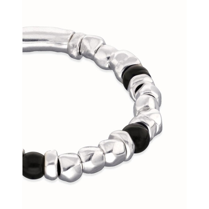 Ser Imparable Beaded Bracelet with Silver and Black Murano Glass Beads - PUL2585NGRMTL0-UNO de 50-Renee Taylor Gallery