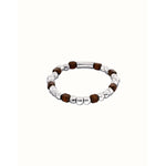 Ser Imparable Stretch Bracelet with Silver and Wooden Beads - PUL2586MARMTL0-UNO de 50-Renee Taylor Gallery