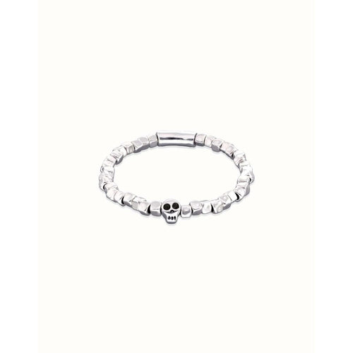Ser Imparable Silver Beaded Stretch bracelet with a Skull - PUL2589NGRMTL0-UNO de 50-Renee Taylor Gallery