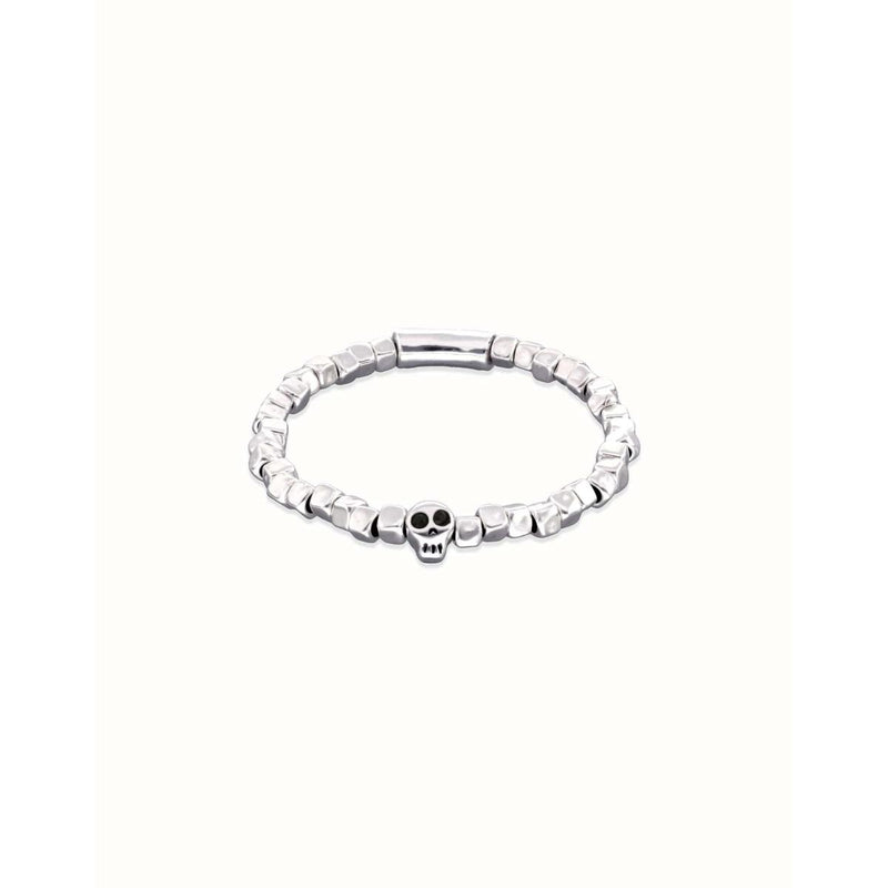 Ser Imparable Silver Beaded Stretch bracelet with a Skull - PUL2589NGRMTL0-UNO de 50-Renee Taylor Gallery