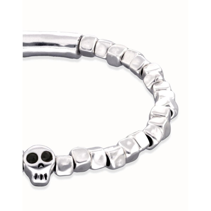 Ser Imparable Silver Beaded Stretch bracelet with a Skull - PUL2589NGRMTL0-UNO de 50-Renee Taylor Gallery